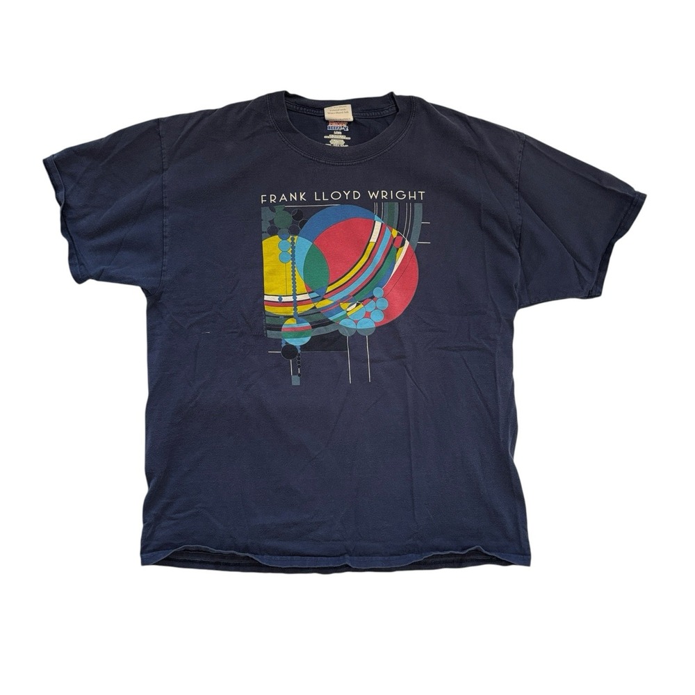 Frank Lloyd Wright Foundation T-Shirt Size‎ Large Navy Blue Graphic Art Tee
